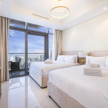Hausreserv At Paramount Midtown Hotel - Infinity Pool With Burj Khalifa View - Luxury Apartments Dubai Exterior photo