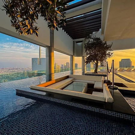 Hausreserv At Paramount Midtown Hotel - Infinity Pool With Burj Khalifa View - Luxury Apartments Dubai Exterior photo